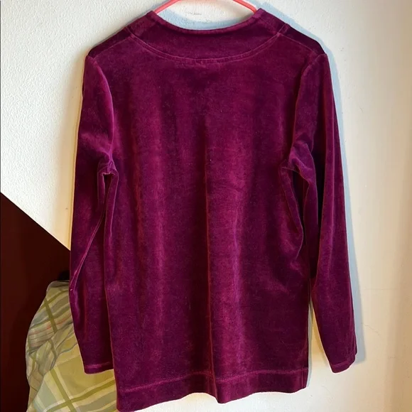 Talbot’s Velvet V-Neck Tunic Top - Rich Magenta Purple‎ - Picture 3 of 4